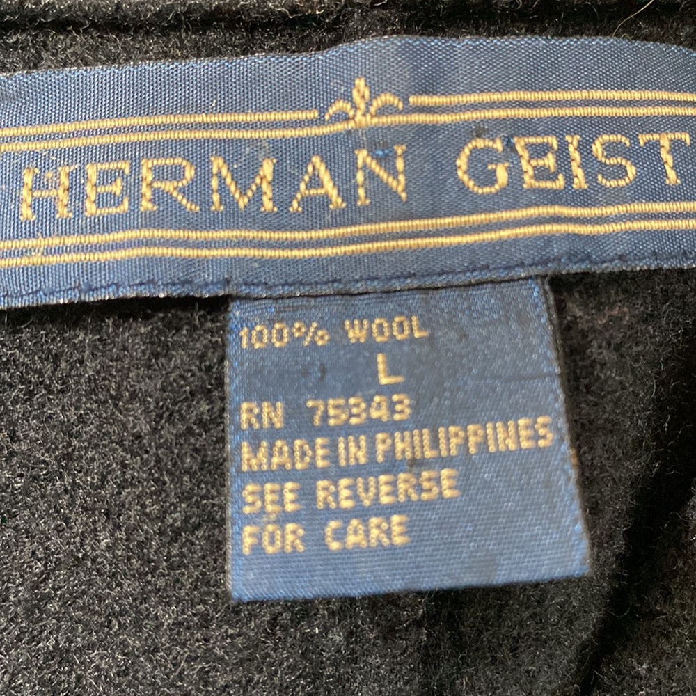Herman Geist Wool Car Coat Jacket dark black size Large - Picture 3 of 4